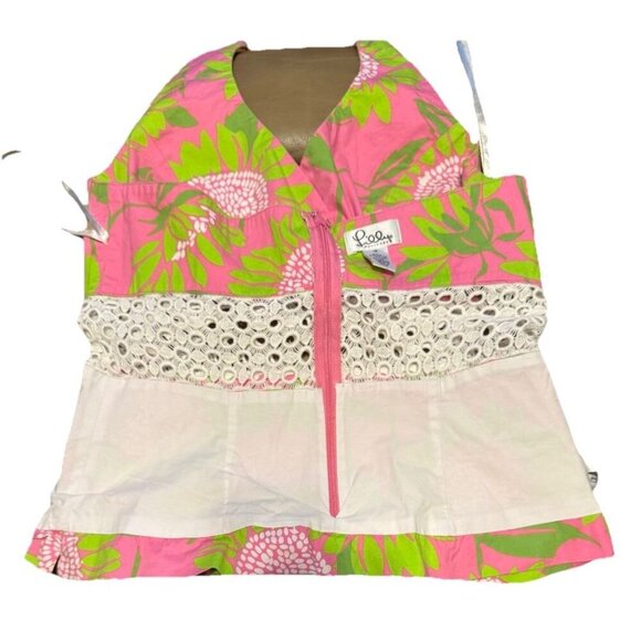 Lilly Pulitzer Halter Blouse Top Women's SZ 10 Colorful Fitted Lace Resort Wear - Picture 3 of 8